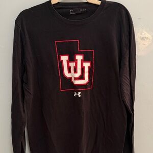 University of Utah Under Armour Black Long Sleeve Tee with Utah Logo